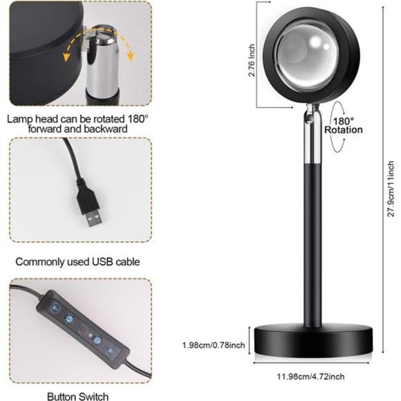 Sunset Lamp Projection,Not Only 21Colors Sunset Lights,180 Degree Rotation Light - Picture 5 of 6